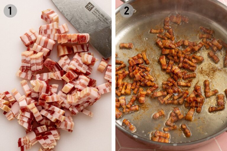 Pâtes aux petits pois et pancetta