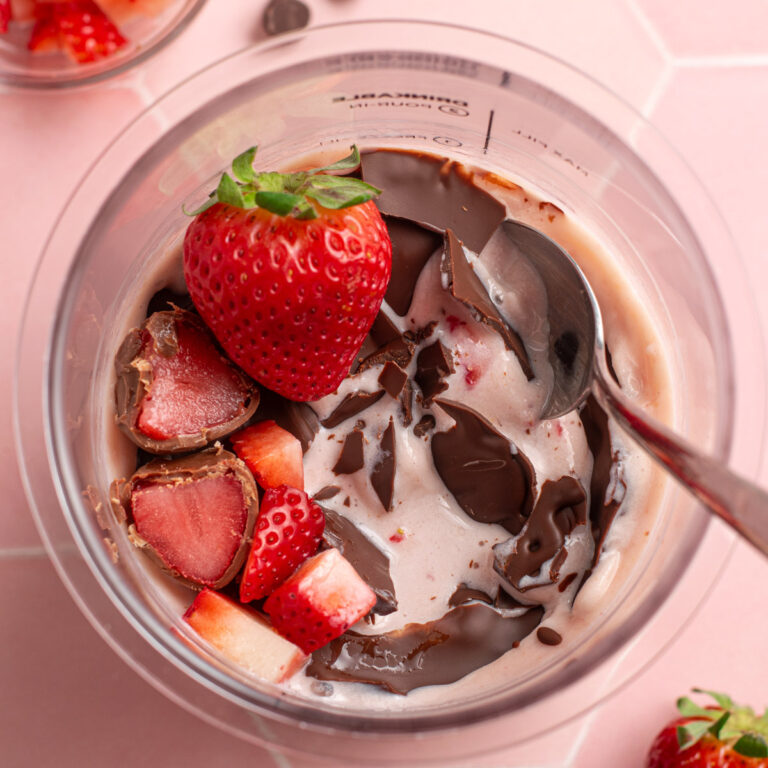 Crème glacée à la protéine de fraise recouverte de chocolat (Ninja CreamI)